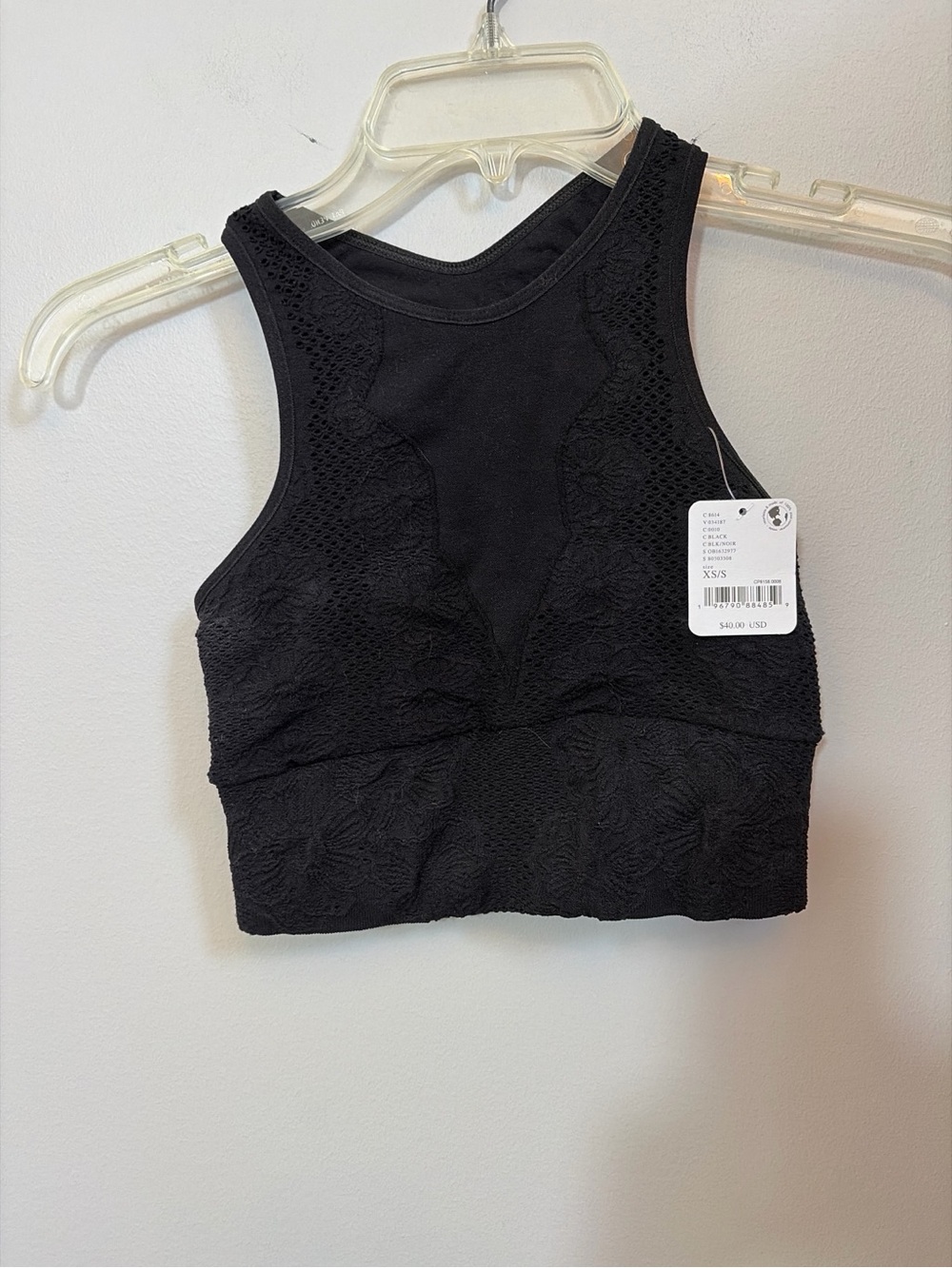 Free People Black Textured Cropped Tank